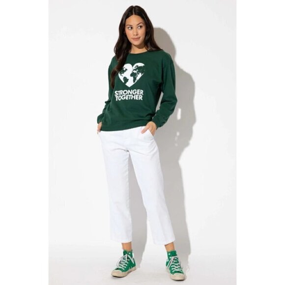 NWT SUB-URBAN RIOT "STRONGER TOGETHER" HEART CLASSIC SWEATSHIRT Green MSRP $67 - Picture 1 of 11